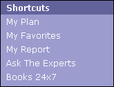 The Shortcuts menu